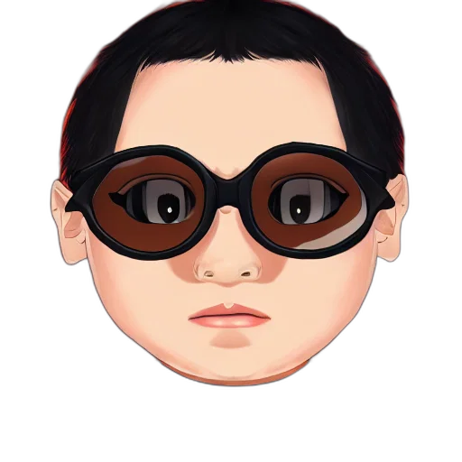 face, cartoon, 3d render, pixel art transparent PNG cut-out