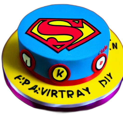 3d render, cheap, superhero, birthday, cake, kodak, film transparent PNG cut-out
