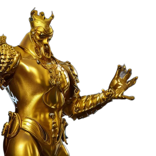 crown, 3d render, concept art, golden, king, gold, statue, reflect transparent PNG cut-out