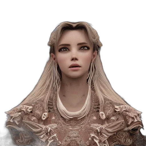 face, hair, jewelry, crown, fantasy art, concept art, photorealistic, 3d render transparent PNG cut-out