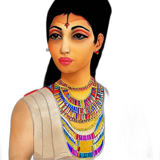 jewelry, photorealistic, fantasy art, cartoon, 3d render, egyptian, girl, nguyen transparent PNG cut-out