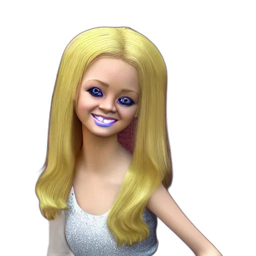 face, hair, dress, 3d render transparent PNG cut-out