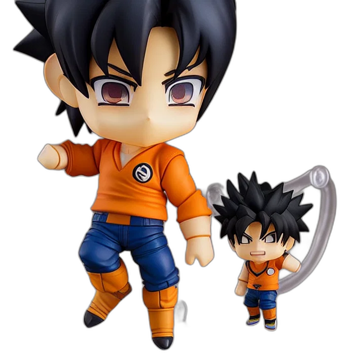 3d render, concept art, anime, nendoroid, son, goku, figurine, detailed transparent PNG cut-out