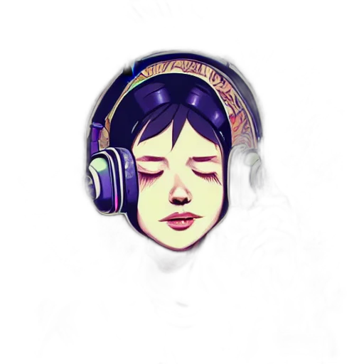 face, cartoon, pixel art, anime, photorealistic, stoner, girl, headphones transparent PNG cut-out