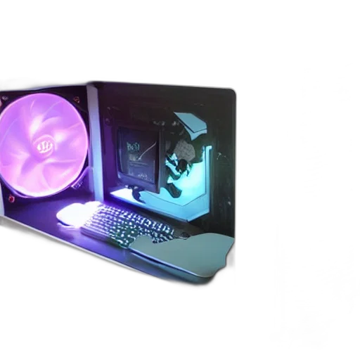 robot, weapon, 3d render, cyberpunk, vaporwave, concept art, neon lights, outer space transparent PNG cut-out