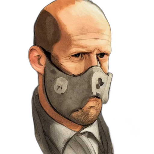 mask, face, concept art, watercolor transparent PNG cut-out