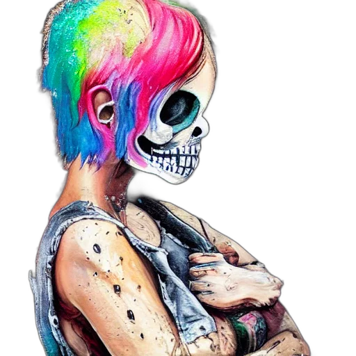 face, mask, jewelry, cyberpunk, watercolor, concept art, photorealistic, neon transparent PNG cut-out