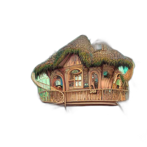 hat, crown, furniture, 3d render, concept art, forest, magical, treehouse transparent PNG cut-out