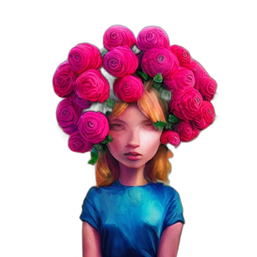 flower, crown, hat, dress, photorealistic, 3d render, concept art, fantasy art transparent PNG cut-out