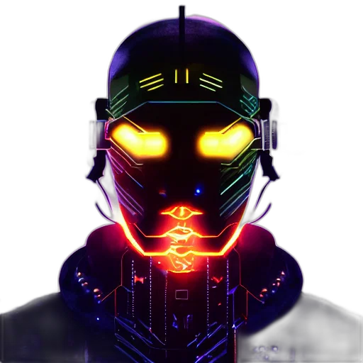 robot, mask, face, cyberpunk transparent PNG cut-out