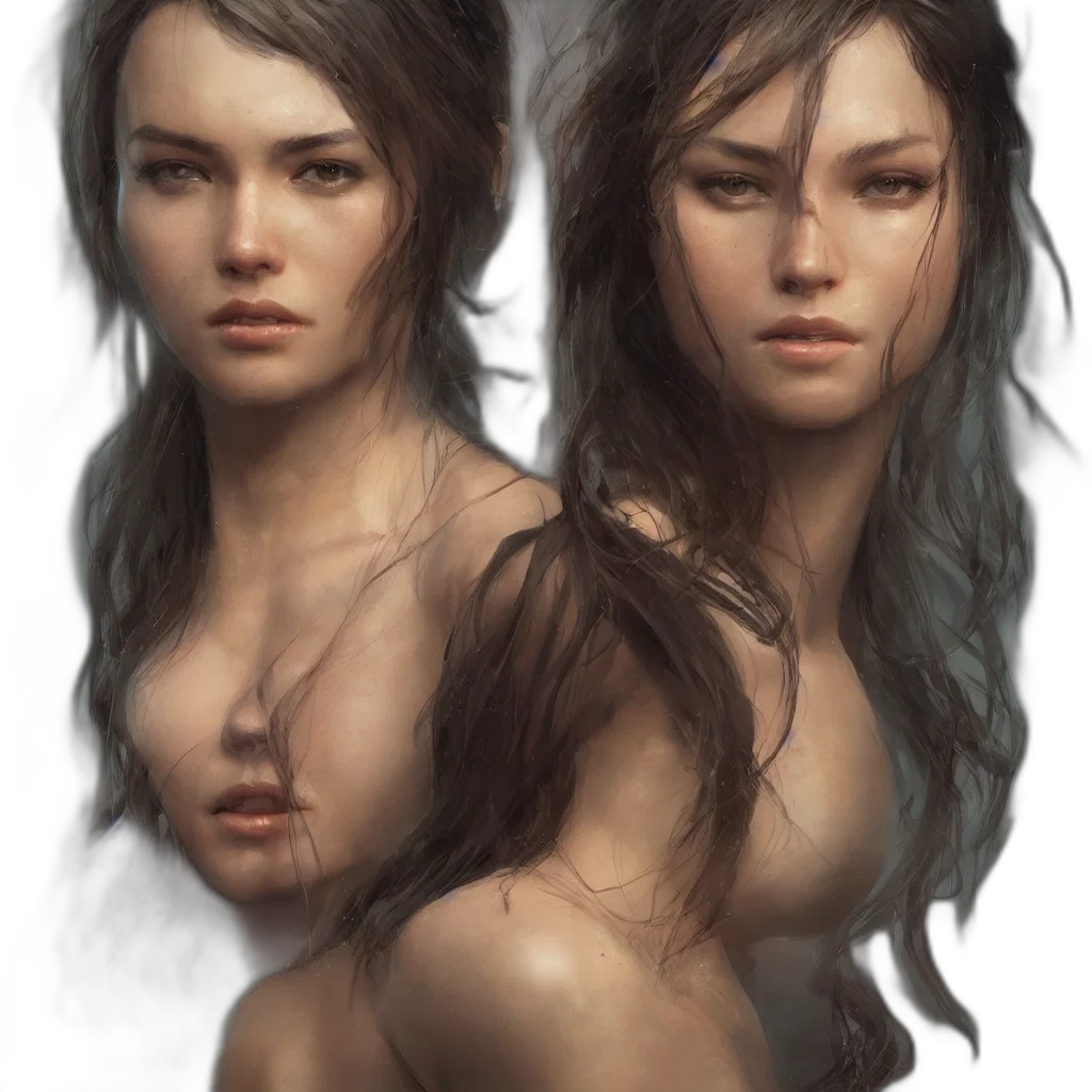 face, hair, fantasy art, concept art, photorealistic, oil painting, dark, earth tones transparent PNG cut-out