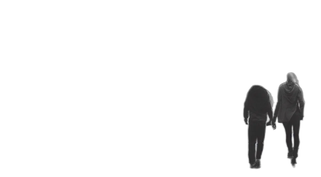 staff, robot, hat, furniture, monochrome, couple, walking, cinematic transparent PNG cut-out