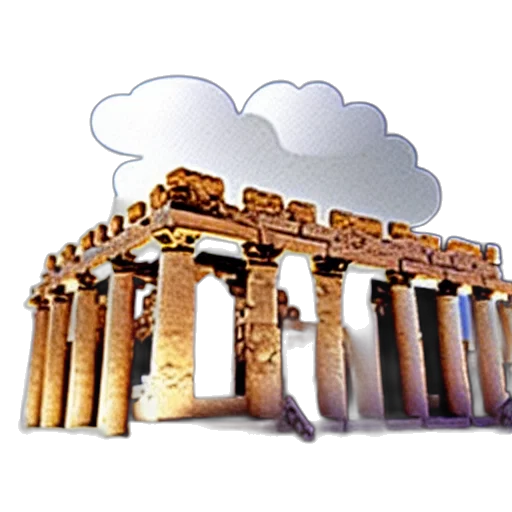 building, 3d render, concept art, photorealistic, pixel art, clouds, shaped, like transparent PNG cut-out