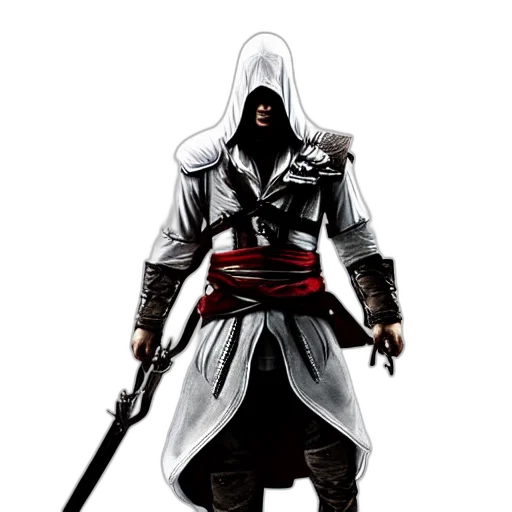 sword, jacket, weapon, mask, concept art, fantasy art, comic book art, pixel art transparent PNG cut-out
