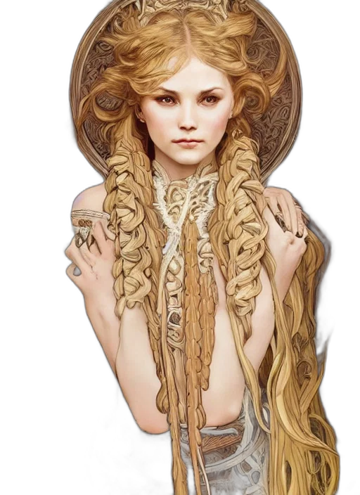 hair, crown, dress, jewelry, fantasy art, concept art, pixel art, photorealistic transparent PNG cut-out