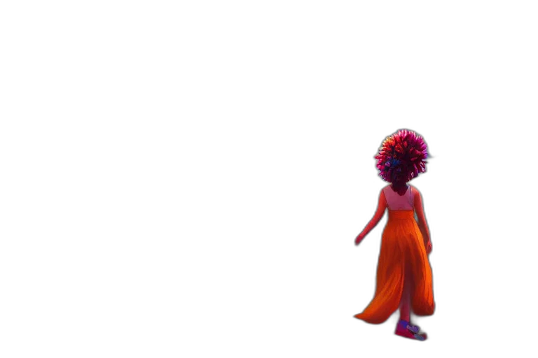 dress, hair, creature, flower, concept art, 3d render, vaporwave, cartoon transparent PNG cut-out