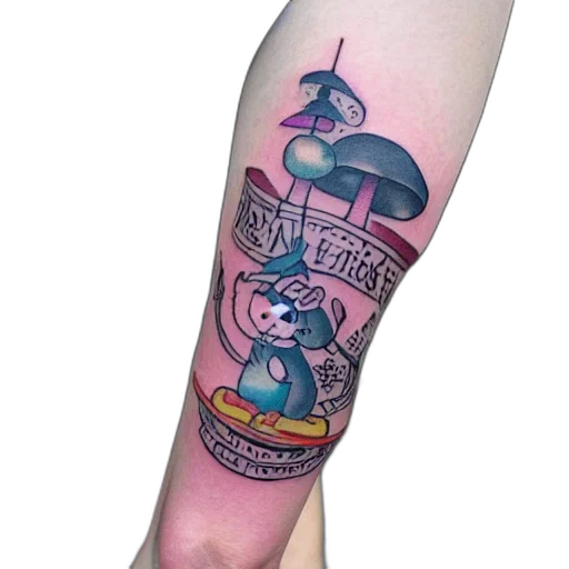 staff, vaporwave, outer space, tatoo transparent PNG cut-out
