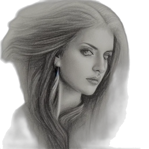 jewelry, face, hair, pencil sketch transparent PNG cut-out