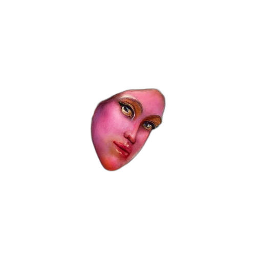 face, mask, creature, jewelry, vaporwave, pixel art, 3d render, photorealistic transparent PNG cut-out