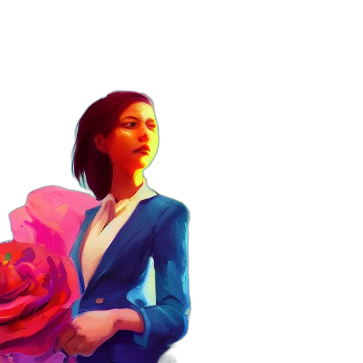 jacket, dress, flower, concept art, vaporwave, pixel art, photorealistic, neon lights transparent PNG cut-out