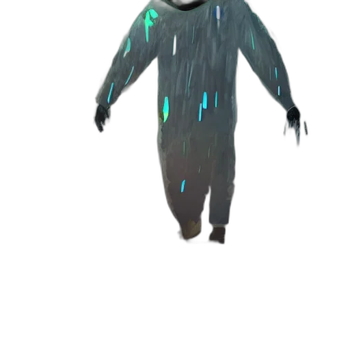 creature, robot, jacket, dress, 3d render, concept art, vaporwave, cyberpunk transparent PNG cut-out