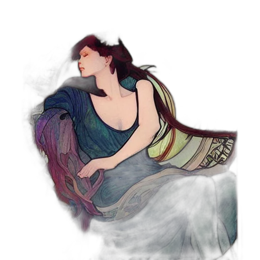 dress, watercolor, fantasy art, concept art, photorealistic, underwater, night, fire transparent PNG cut-out