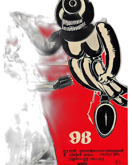 robot, weapon, 3d render, cartoon, concept art, photorealistic, soviet, propaganda transparent PNG cut-out