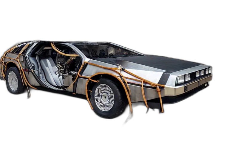 car, concept art, steampunk, delorean transparent PNG cut-out