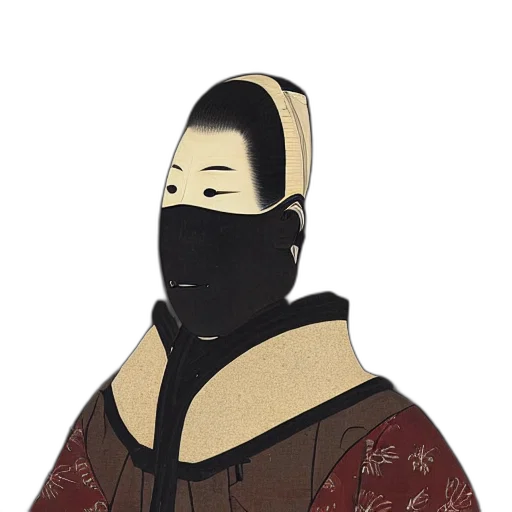 mask, face, staff, jacket, concept art, anime, fantasy art, pixel art transparent PNG cut-out