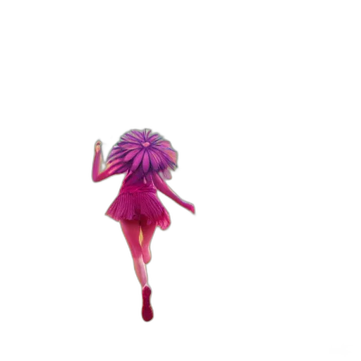 hair, flower, dress, creature, 3d render, concept art, pixel art, vaporwave transparent PNG cut-out