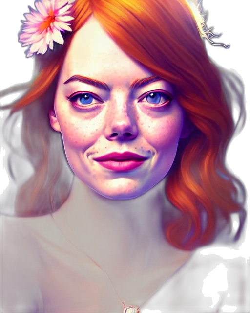 face, flower, crown, dress transparent PNG cut-out