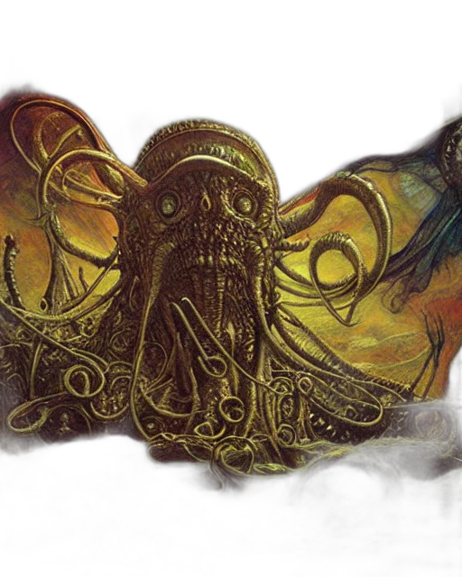 mask, creature, dragon, concept art, fantasy art, watercolor, comic book art, underwater transparent PNG cut-out