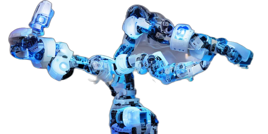 robot, 3d render, concept art, cyberpunk, close, boxy, robotic, arm transparent PNG cut-out