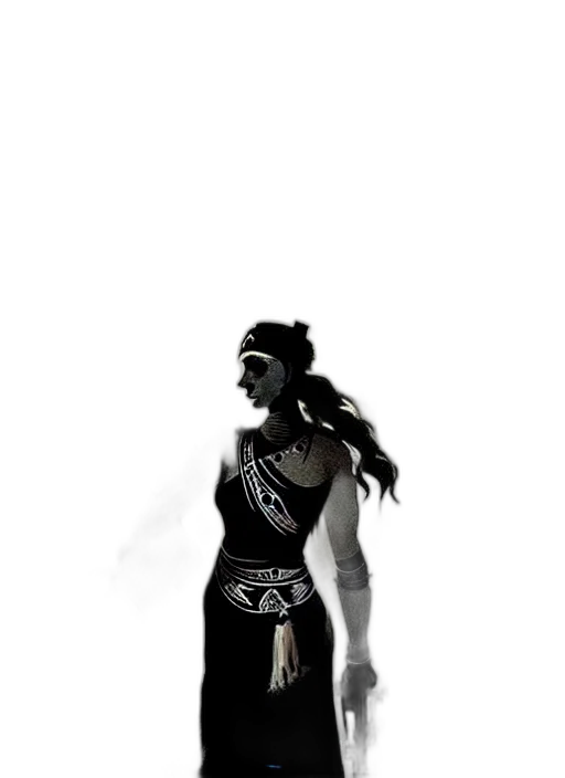 dress, staff, jewelry, sword, concept art, comic book art, fantasy art, 3d render transparent PNG cut-out