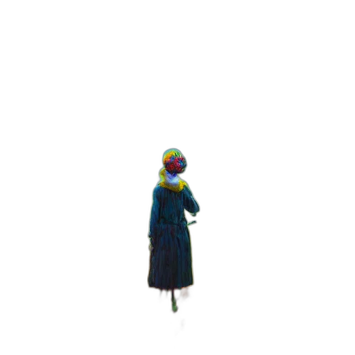 dress, staff, umbrella, robot, pixel art, concept art, 3d render, vaporwave transparent PNG cut-out