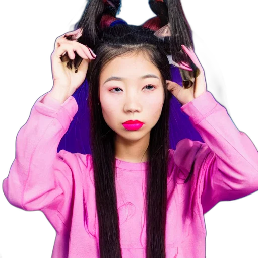 hair, hat, staff, vaporwave transparent PNG cut-out