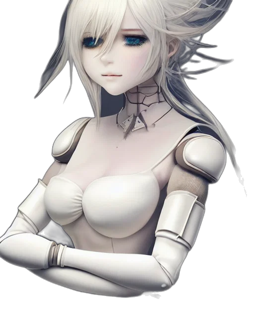 robot, face, mask, staff, concept art, fantasy art, anime, cyberpunk transparent PNG cut-out
