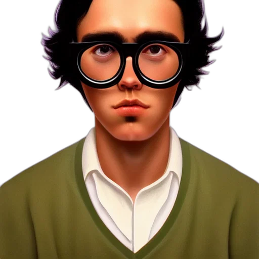 face, staff, photorealistic, cartoon, 3d render, comic book art, portrait, cute transparent PNG cut-out