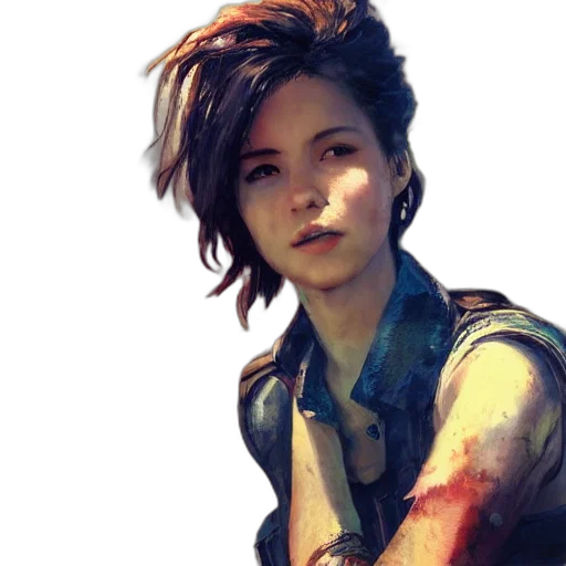 face, weapon, jacket, concept art transparent PNG cut-out