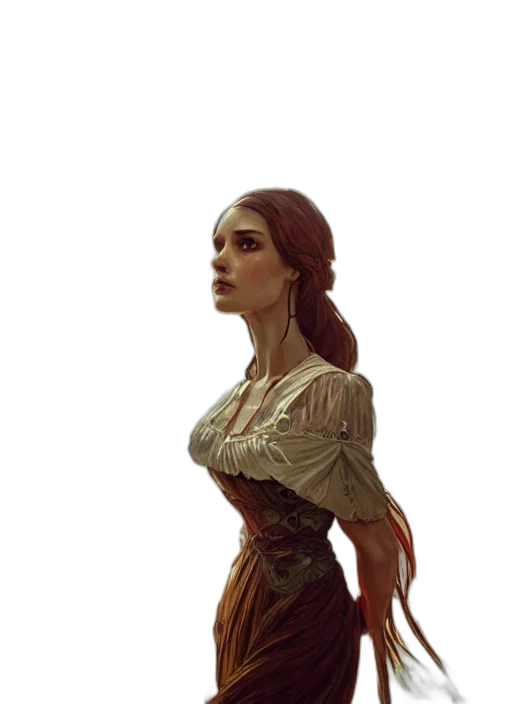 dress, face, staff, crown, fantasy art, concept art, photorealistic, comic book art transparent PNG cut-out