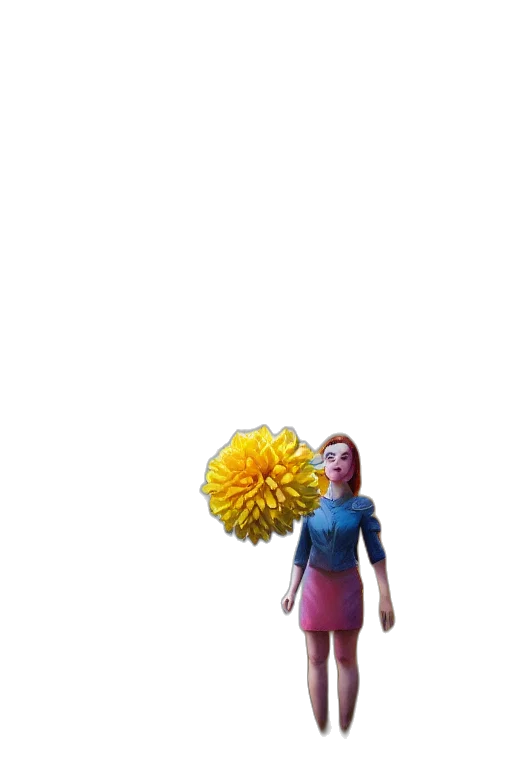 flower, staff, creature, umbrella, 3d render, concept art, fantasy art, pixel art transparent PNG cut-out
