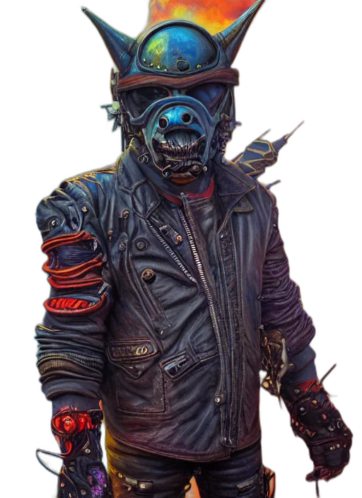 robot, mask, jacket, staff transparent PNG cut-out