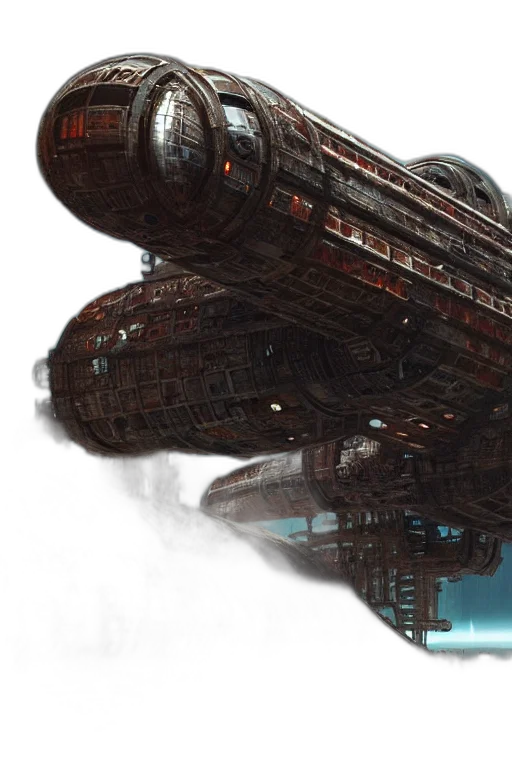 weapon, robot, concept art, cyberpunk, fantasy art, 3d render, outer space, fog transparent PNG cut-out