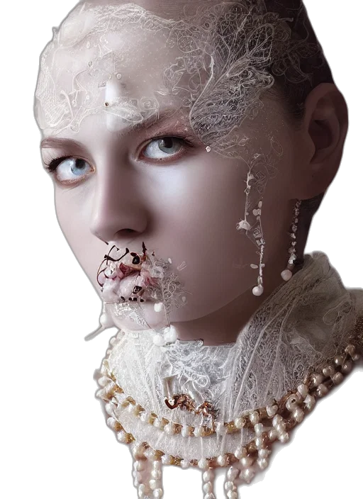 face, mask, jewelry, crown, photorealistic, 3d render, cyberpunk, fantasy art transparent PNG cut-out