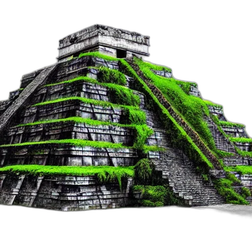 building, 3d render, concept art, photorealistic, fantasy art, green, mayan, temple transparent PNG cut-out