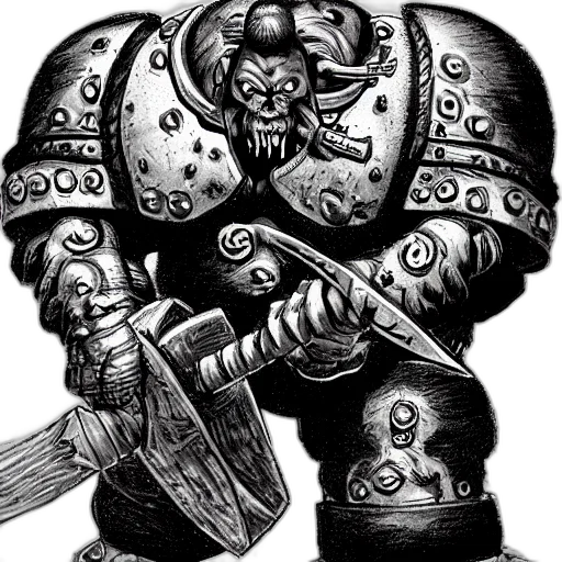 sword, fantasy art, concept art, comic book art, pencil sketch, ogre, irongut, battle transparent PNG cut-out