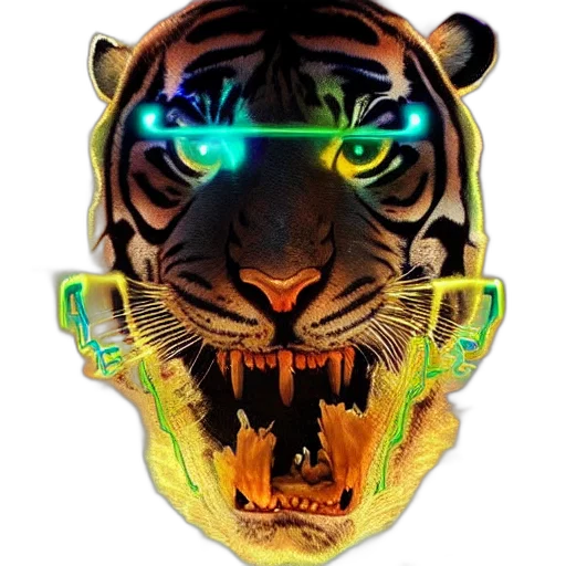 mask, animal, creature, concept art, cyberpunk, 3d render, fantasy art, neon lights transparent PNG cut-out