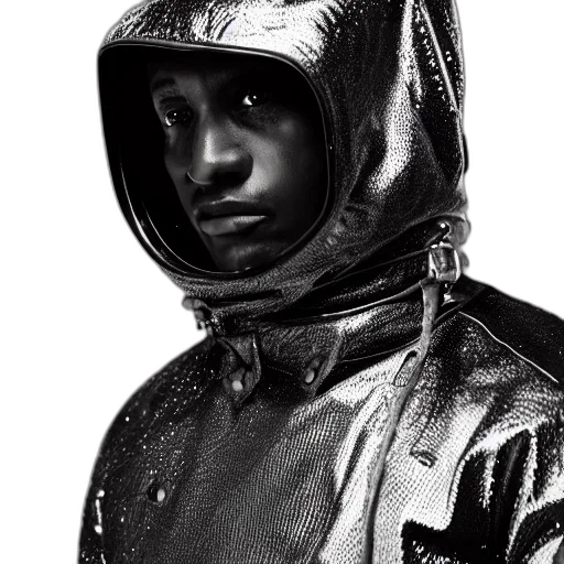 jacket, face, photorealistic, outer space transparent PNG cut-out
