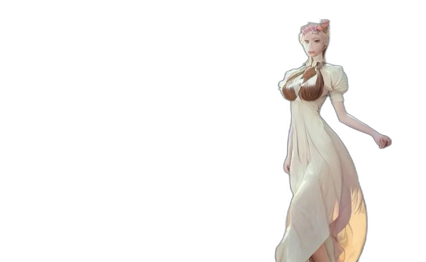 dress, staff, concept art, fantasy art, pixel art, anime, pastel, golden transparent PNG cut-out