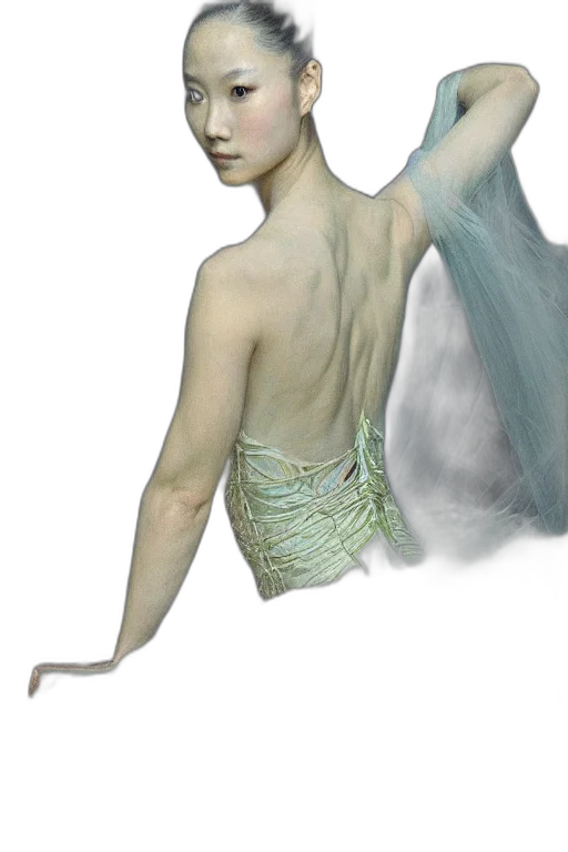 dress, staff, jewelry, photorealistic, concept art, fantasy art, 3d render, underwater transparent PNG cut-out